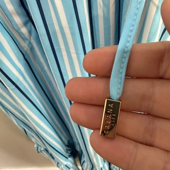 Cabana Life Nautical Tie Waist Maxi Dress Size Small Blue Stripe NWT Beach - Picture 5 of 11